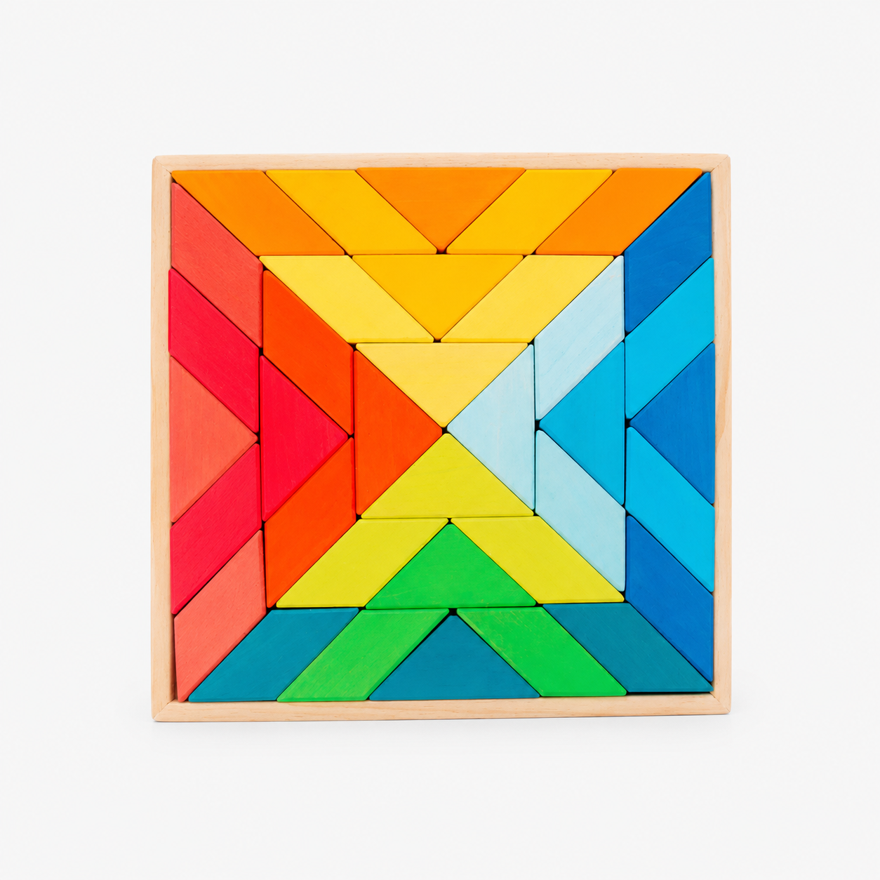 36-Piece Rainbow Wooden Rhombic Geometric Puzzle