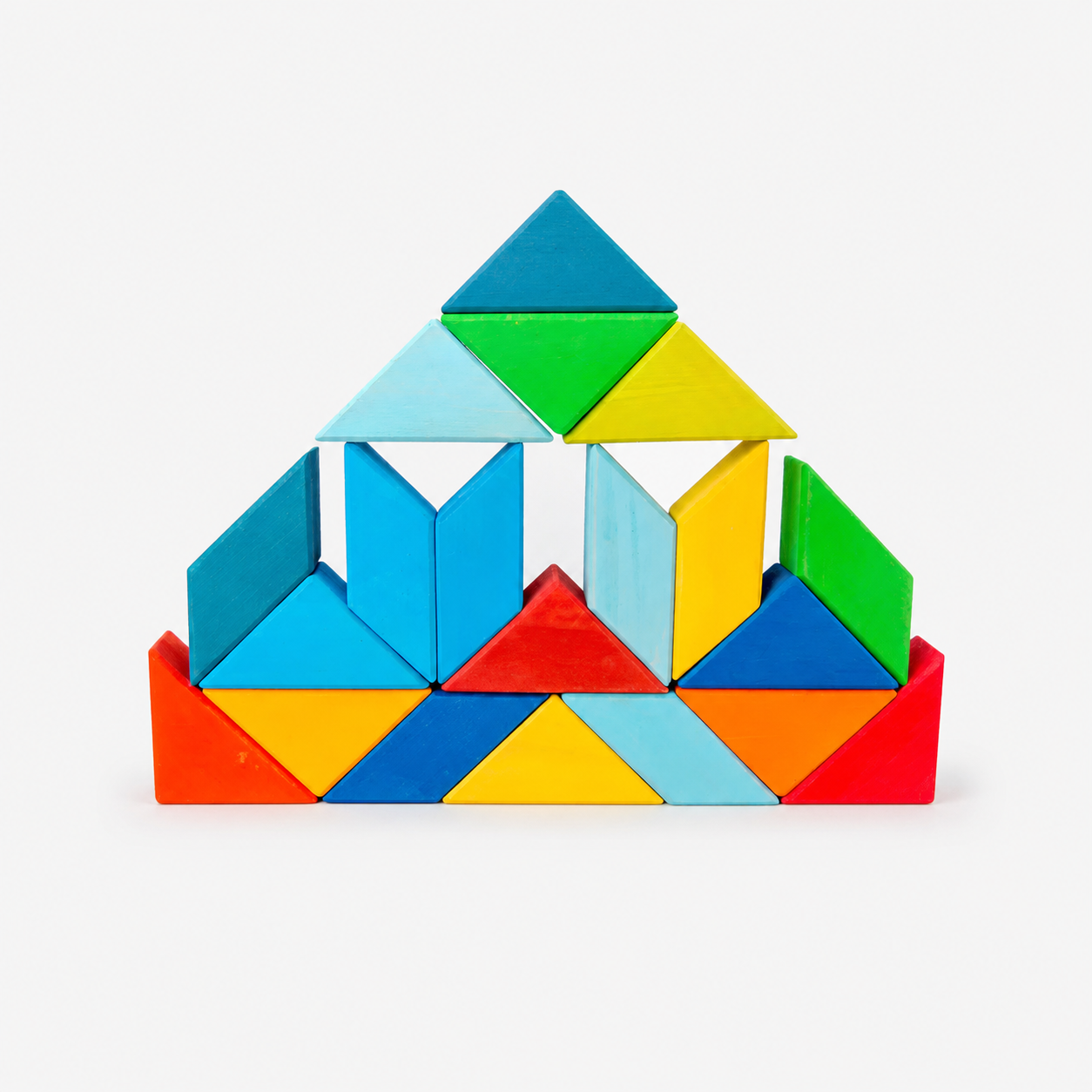36-Piece Rainbow Wooden Rhombic Geometric Puzzle