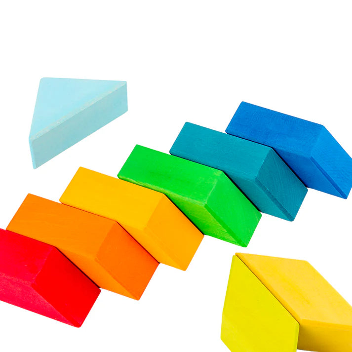 36-Piece Rainbow Wooden Rhombic Geometric Puzzle