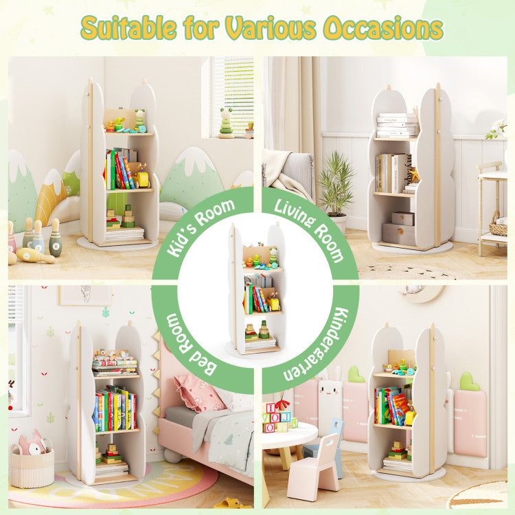 360 Rotating 5-Tier Revolving Bookcase and Toy Organizer