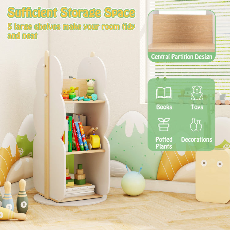 360 Rotating 5-Tier Revolving Bookcase and Toy Organizer