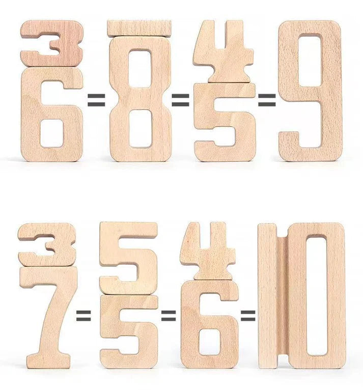 Montessori Wooden Math Blocks Screen-Free Toy for Toddlers