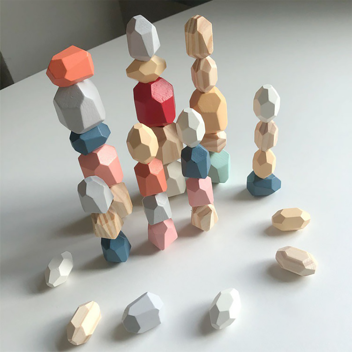 36 PCS Wooden Stone Stacking Blocks
