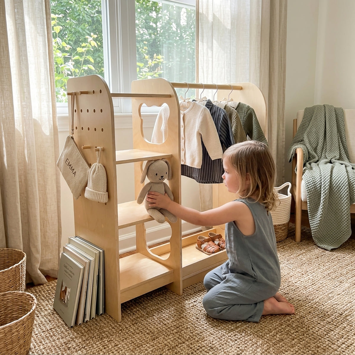 Kids Storage Wardrobe with Mirror