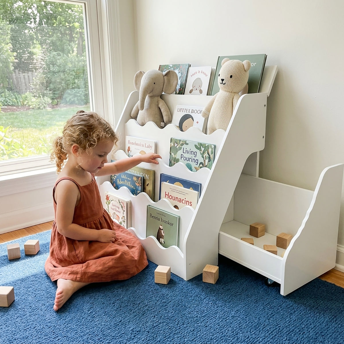 Montessori Kids Bookshelf and Toy Organizer