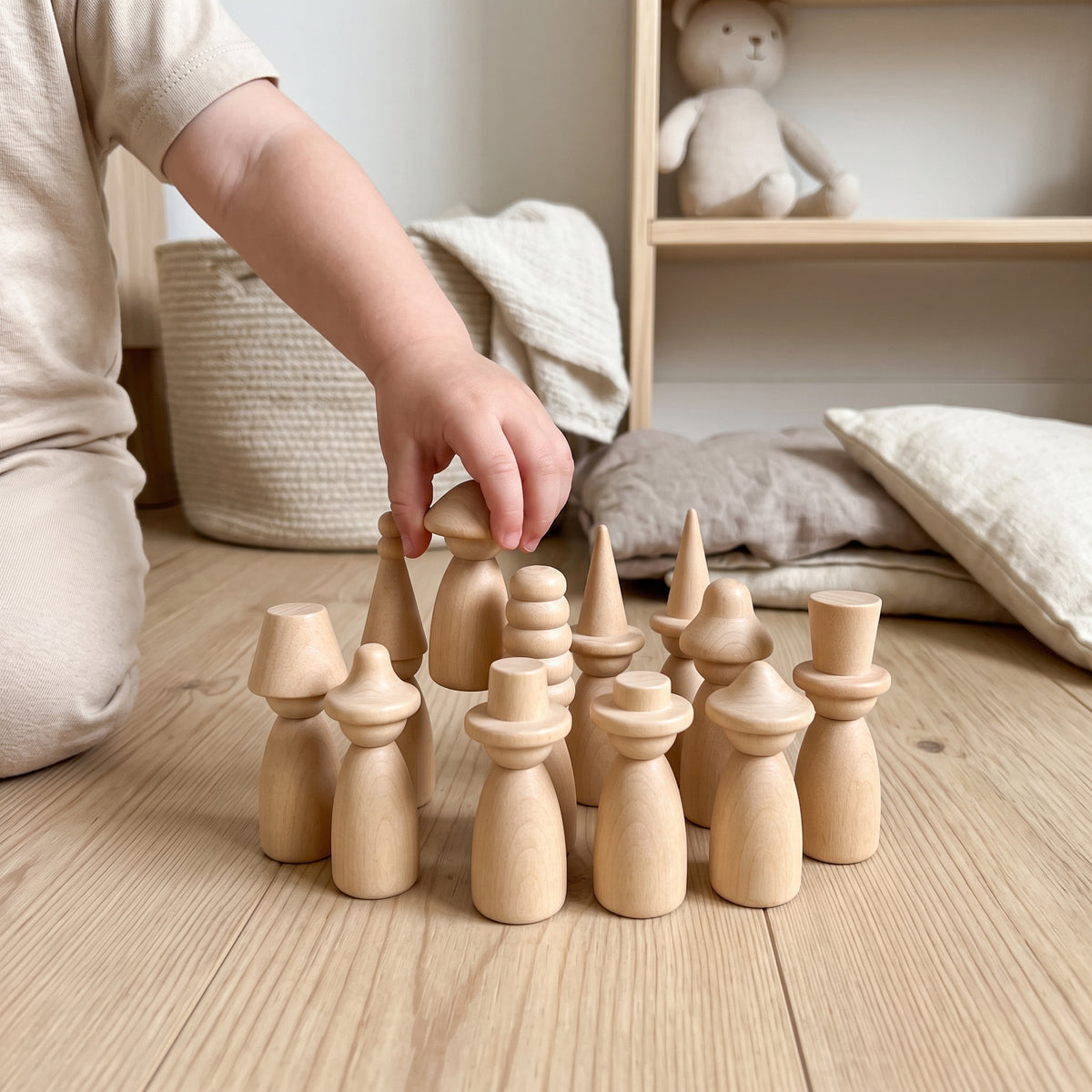 Wooden Peg Dolls Color Matching Set