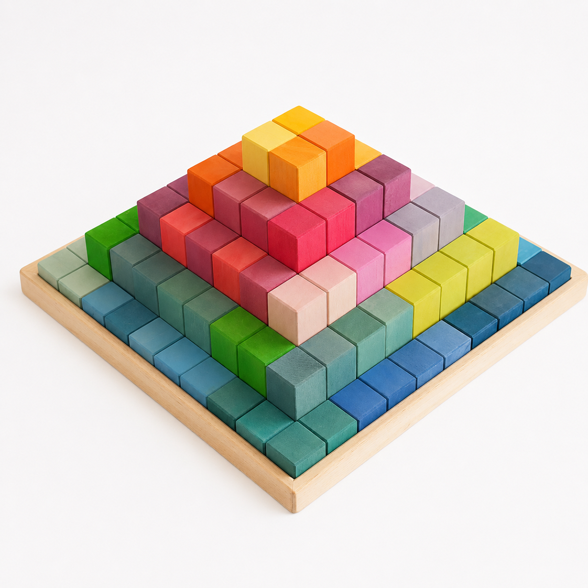Rainbow Stepped Pyramid Wooden Building Blocks