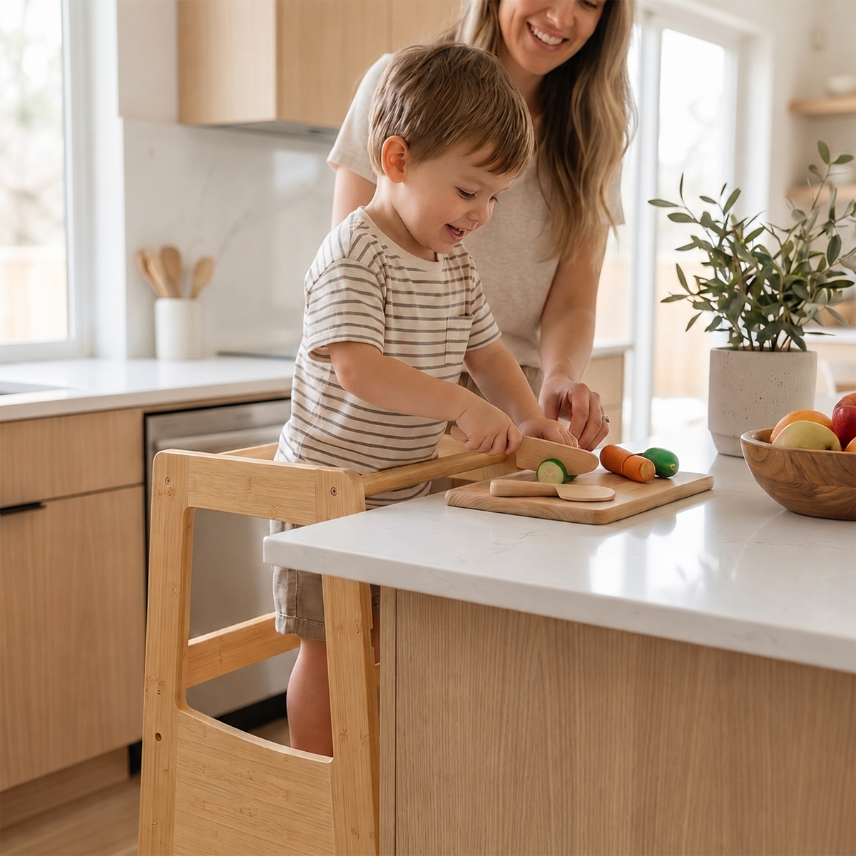 Hicooo® | Light Bamboo Toddler Tower