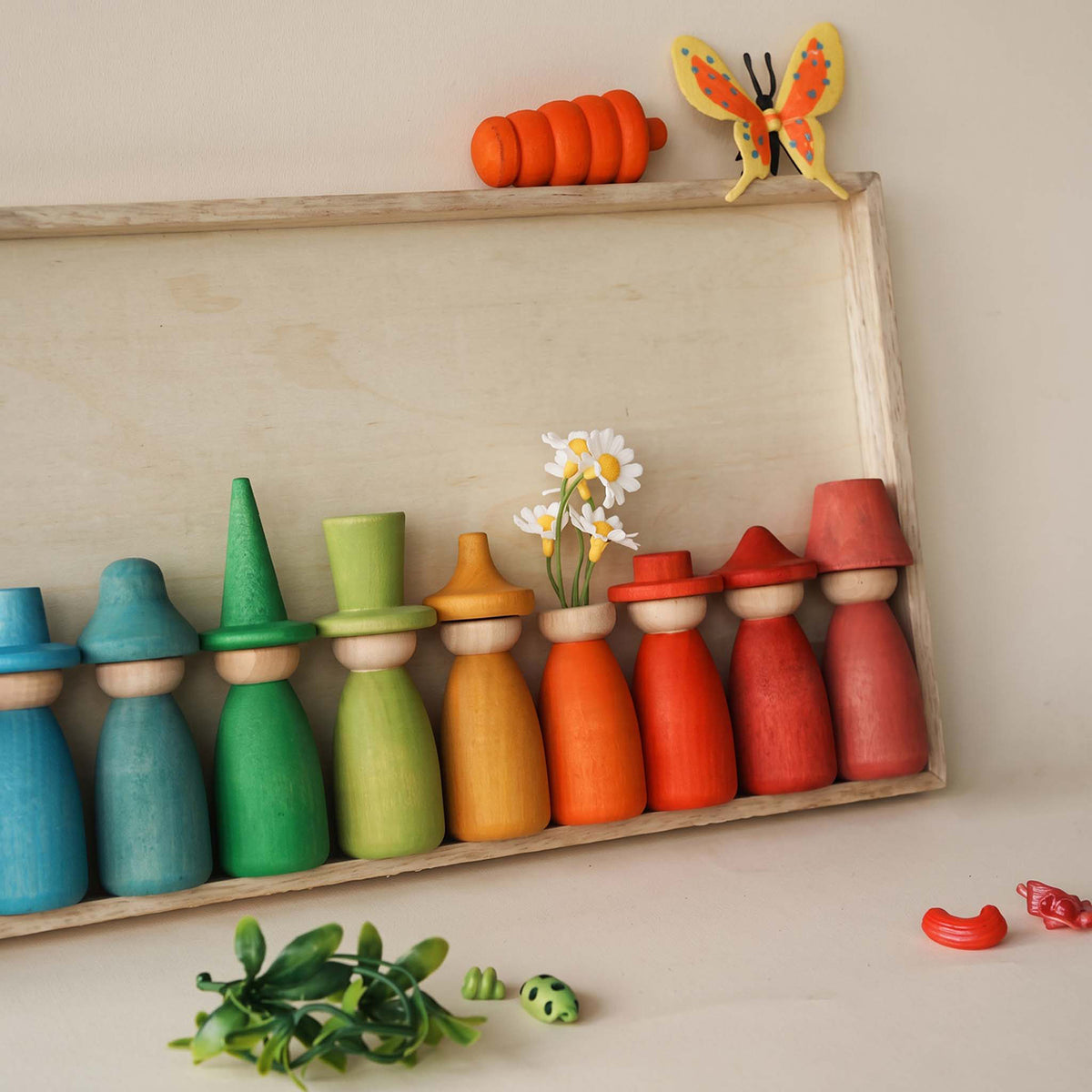 Wooden Peg Dolls Color Matching Set