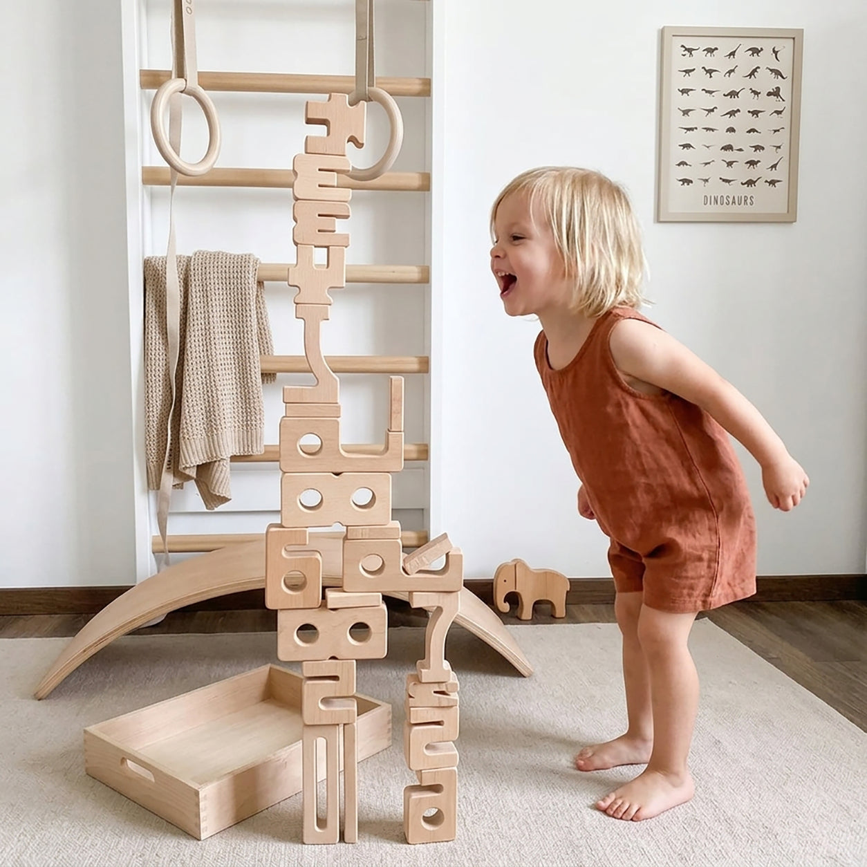 Montessori Wooden Math Blocks Screen-Free Toy for Toddlers