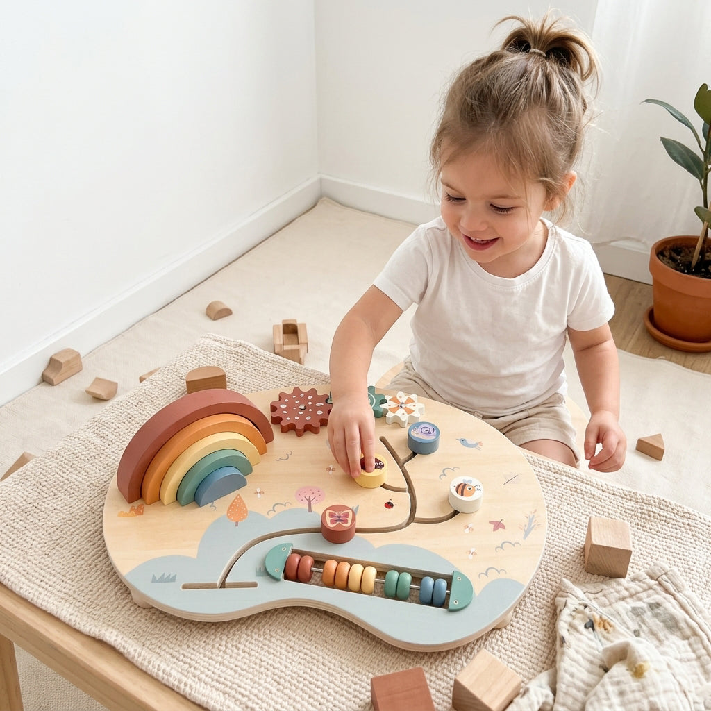 Wooden Bead Maze Activity Table for Toddlers