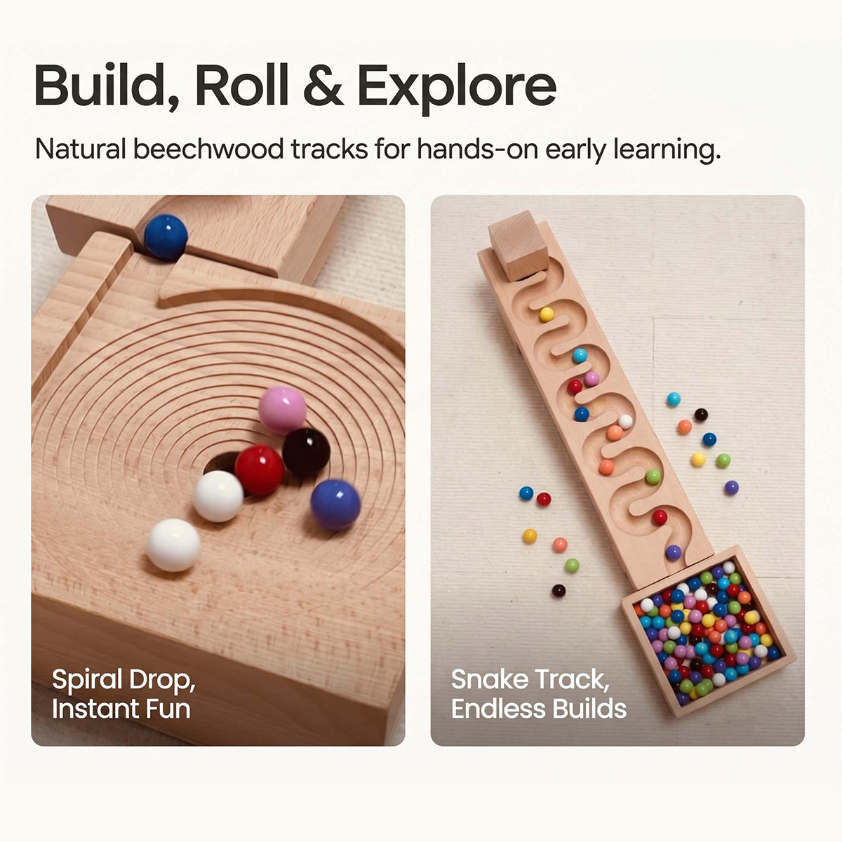 Small Wooden Marble Run Set with 100 Beads