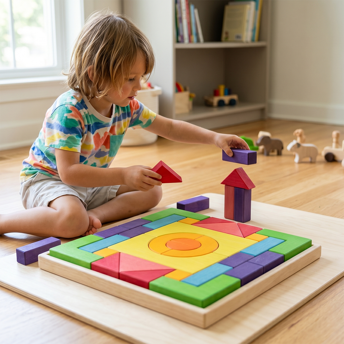 30 Pcs Stained Wooden Basic Building Blocks Set