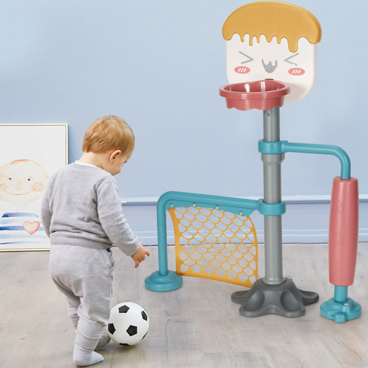 Height Adjustable Kids Basketball Hoop & Soccer Goal Toy