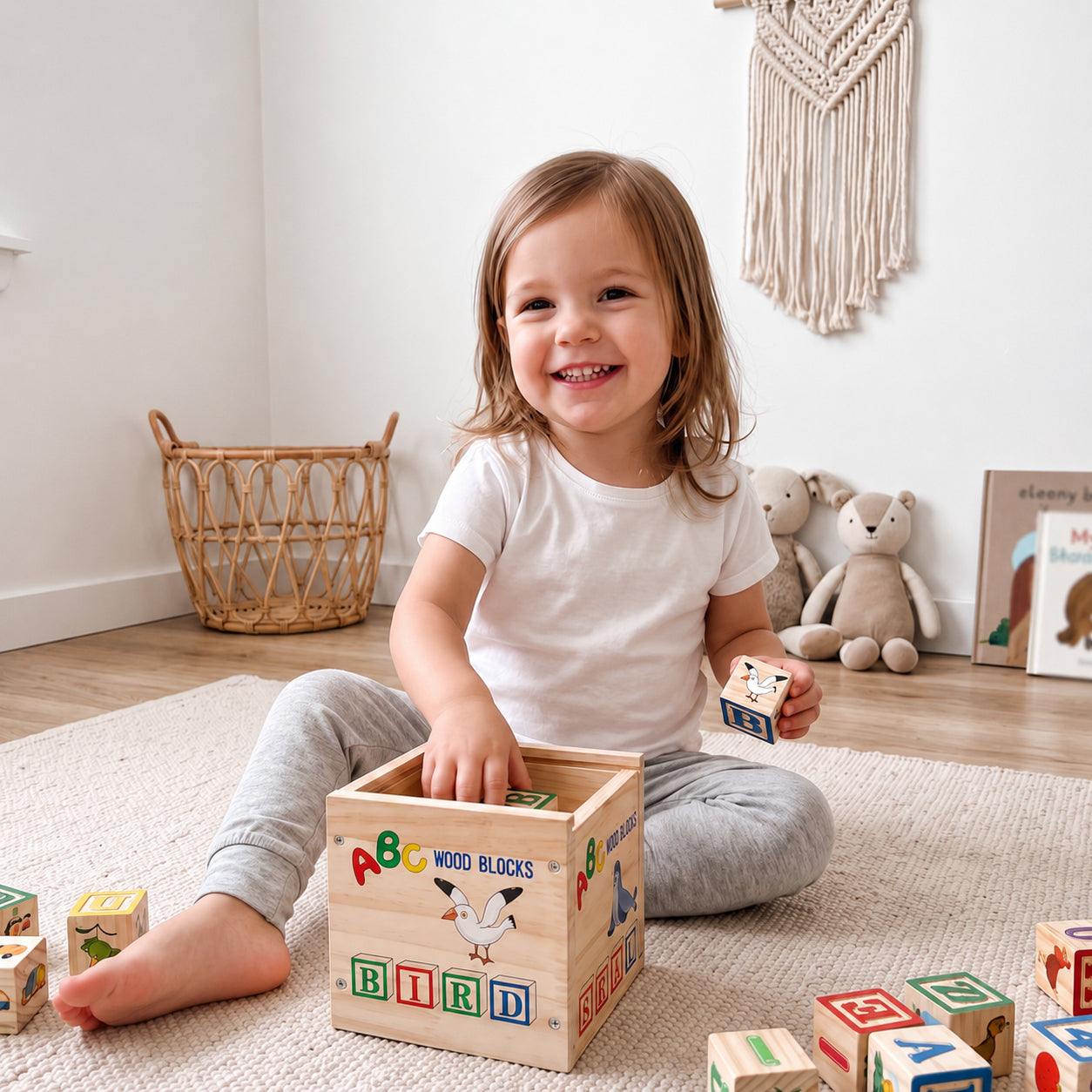 Wooden Stacking Alphabet Puzzle Blocks Set