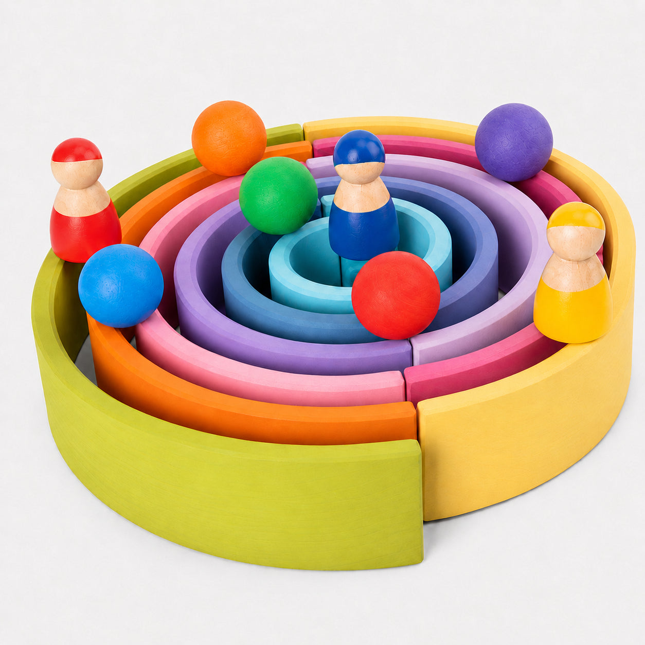6-Piece Maple Wood Sorting Balls for Rainbow & Marble Play