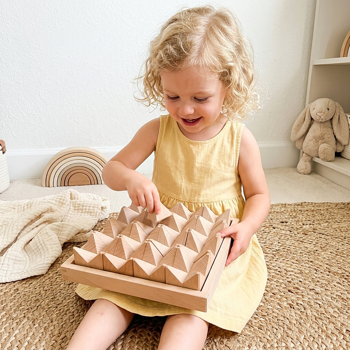 16-Piece Angled Wooden Construction Blocks