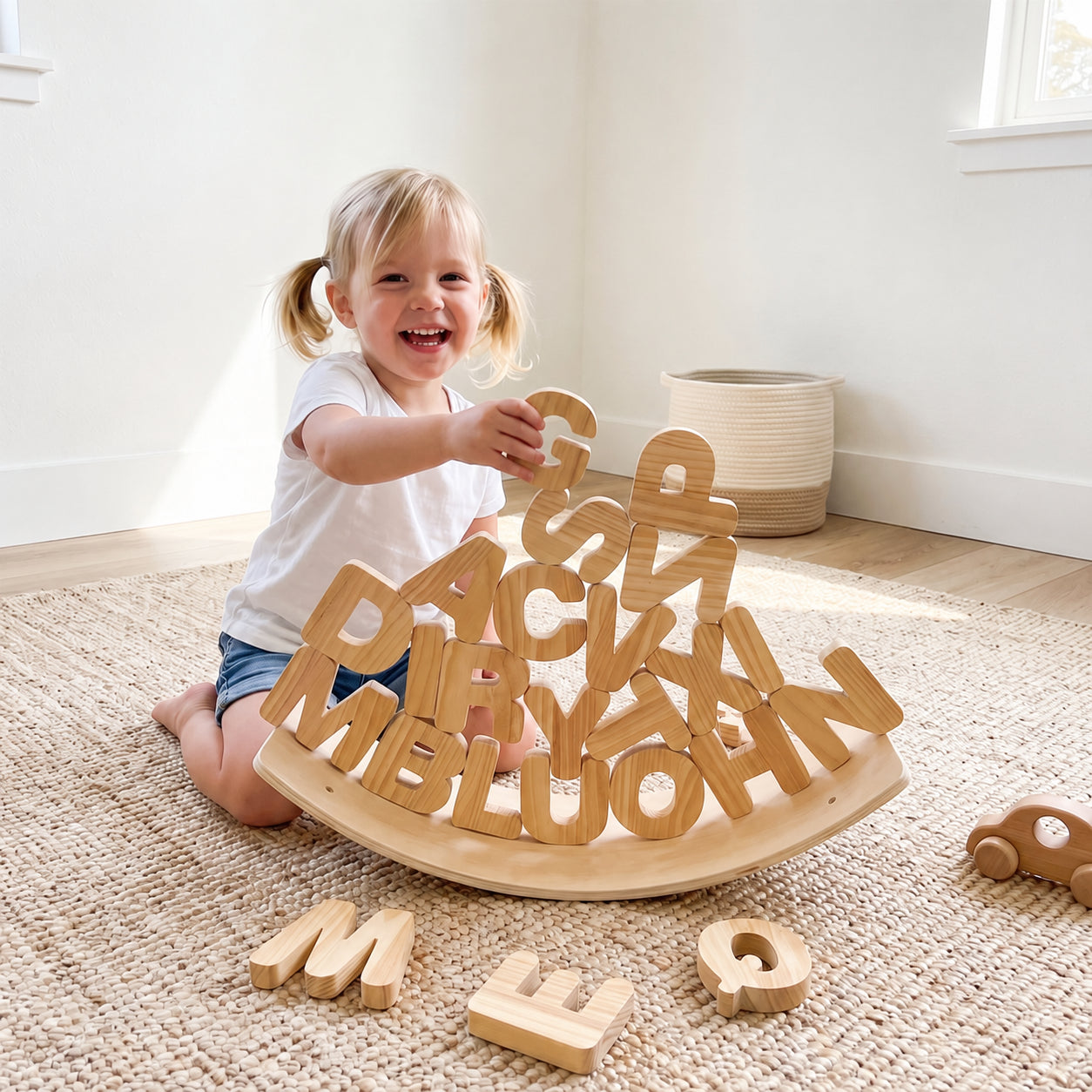 26-Piece Sustainable Bamboo Alphabet Letters Toy for Toddlers