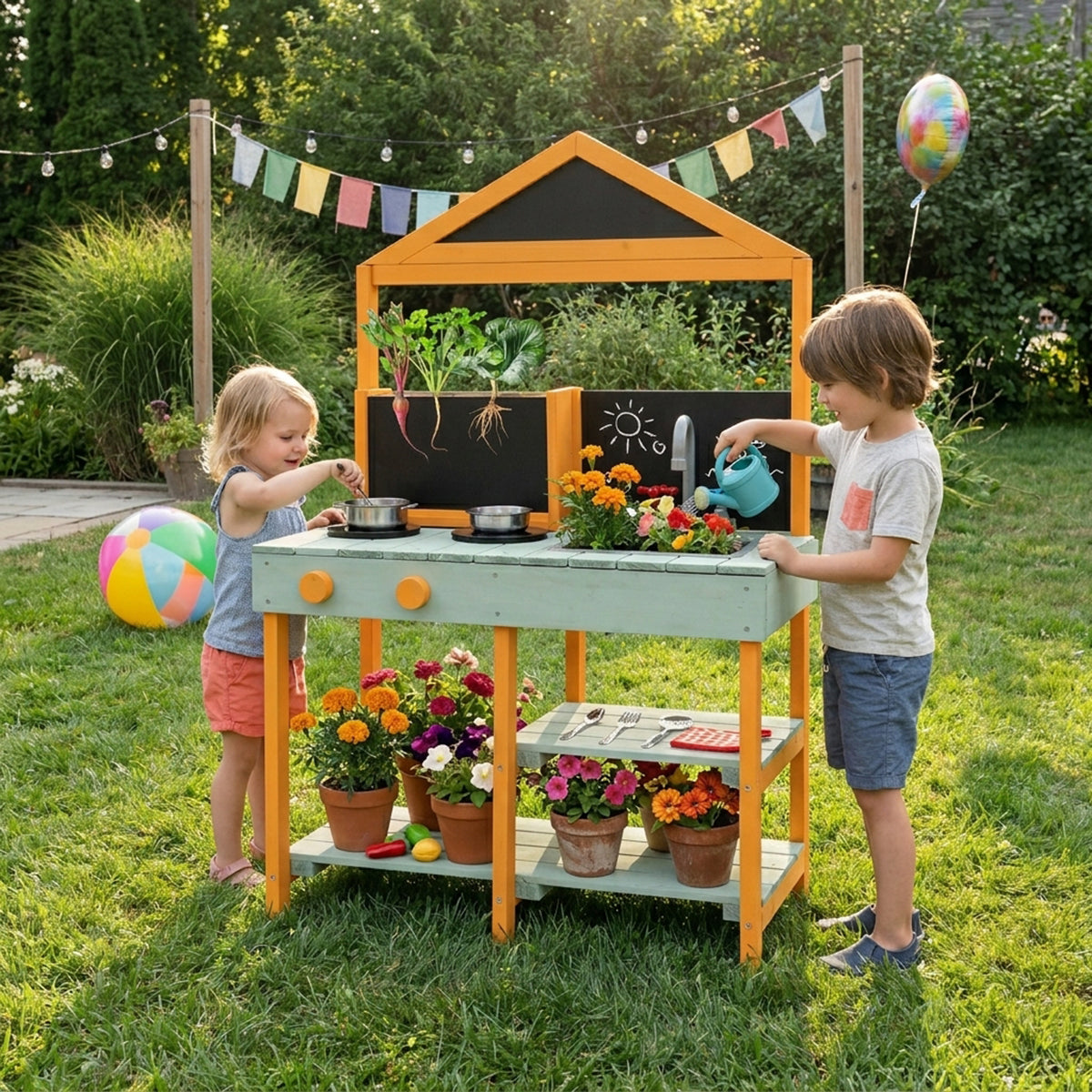 Kids Outdoor Mud Kitchen with Transparent Root Viewer
