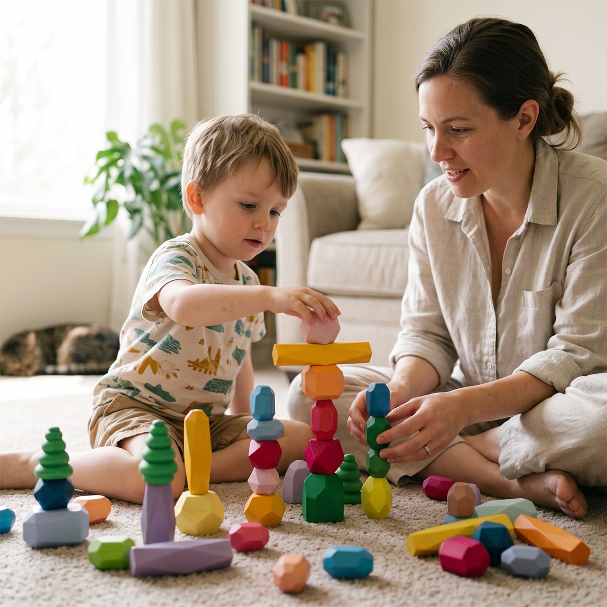 Wooden Stone Stacking Blocks Bundle