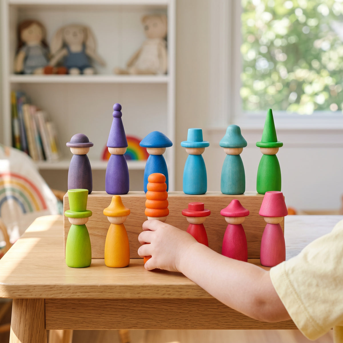 Wooden Peg Dolls Color Matching Set