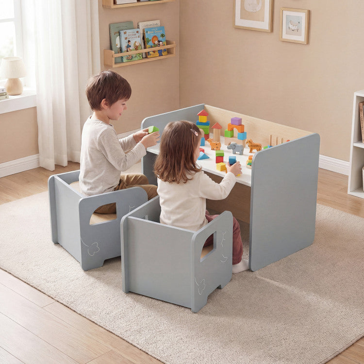 3-Piece Wooden Toddler Table Set with Chalkboard