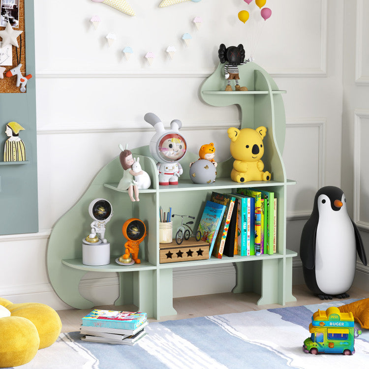 3-Tier Dinosaur Montessori Floor Bookcase for Toddlers