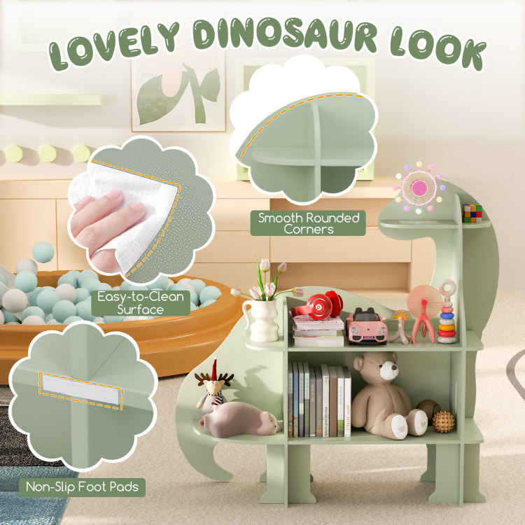 3-Tier Dinosaur Montessori Floor Bookcase for Toddlers