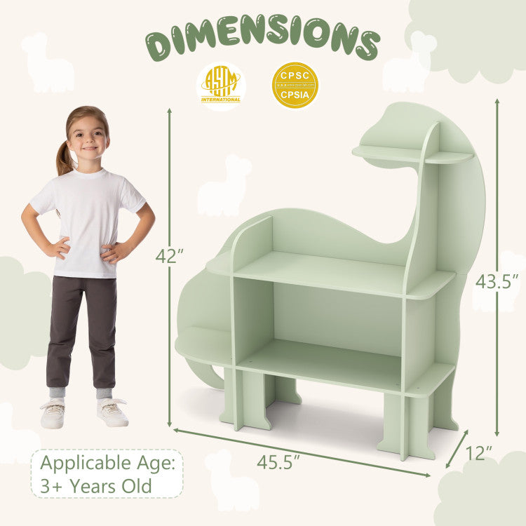 3-Tier Dinosaur Montessori Floor Bookcase for Toddlers