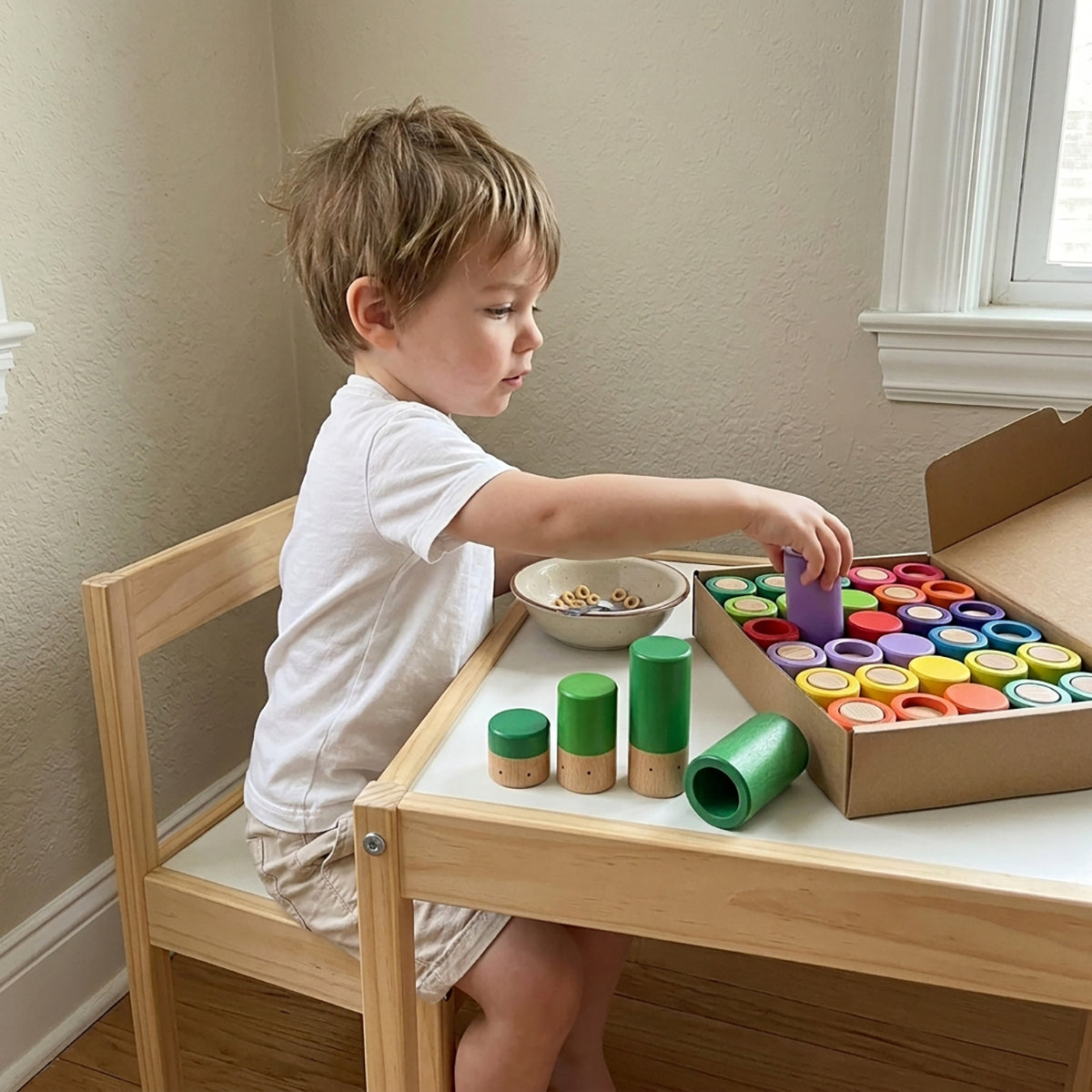 72-Piece Wooden Sorting Open-Ended Waldorf Nesting & Stacking Toy