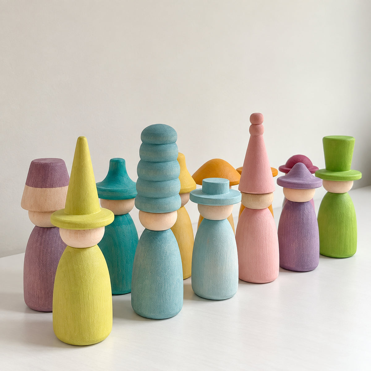 Wooden Peg Dolls Color Matching Set