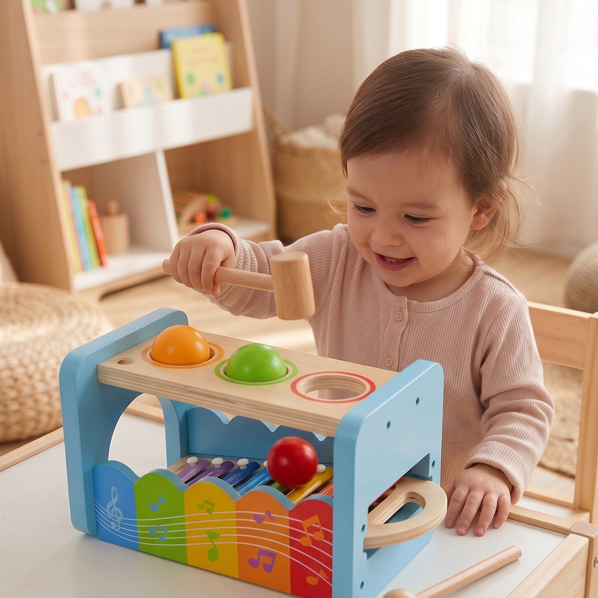 Hicooo® | 2-in-1 Wooden Pound & Tap Bench