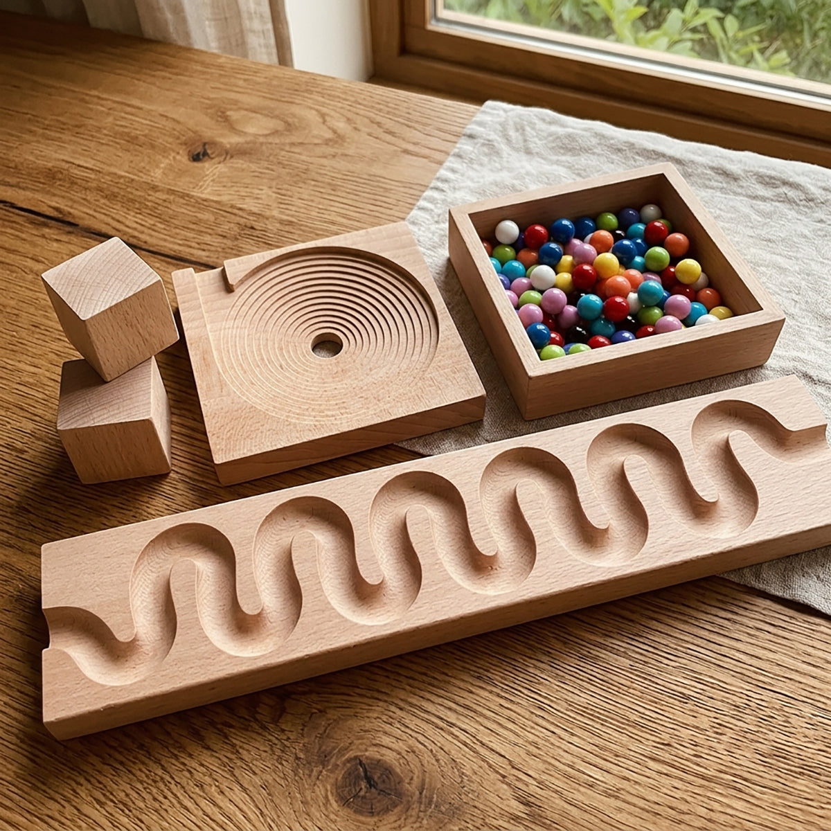 Small Wooden Marble Run Set