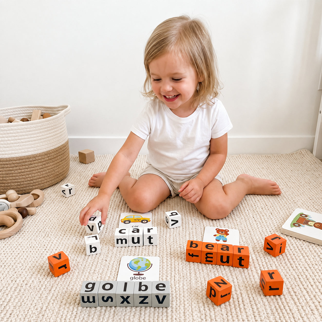 Wooden Montessori Alphabet Blocks Learning Set for Kids