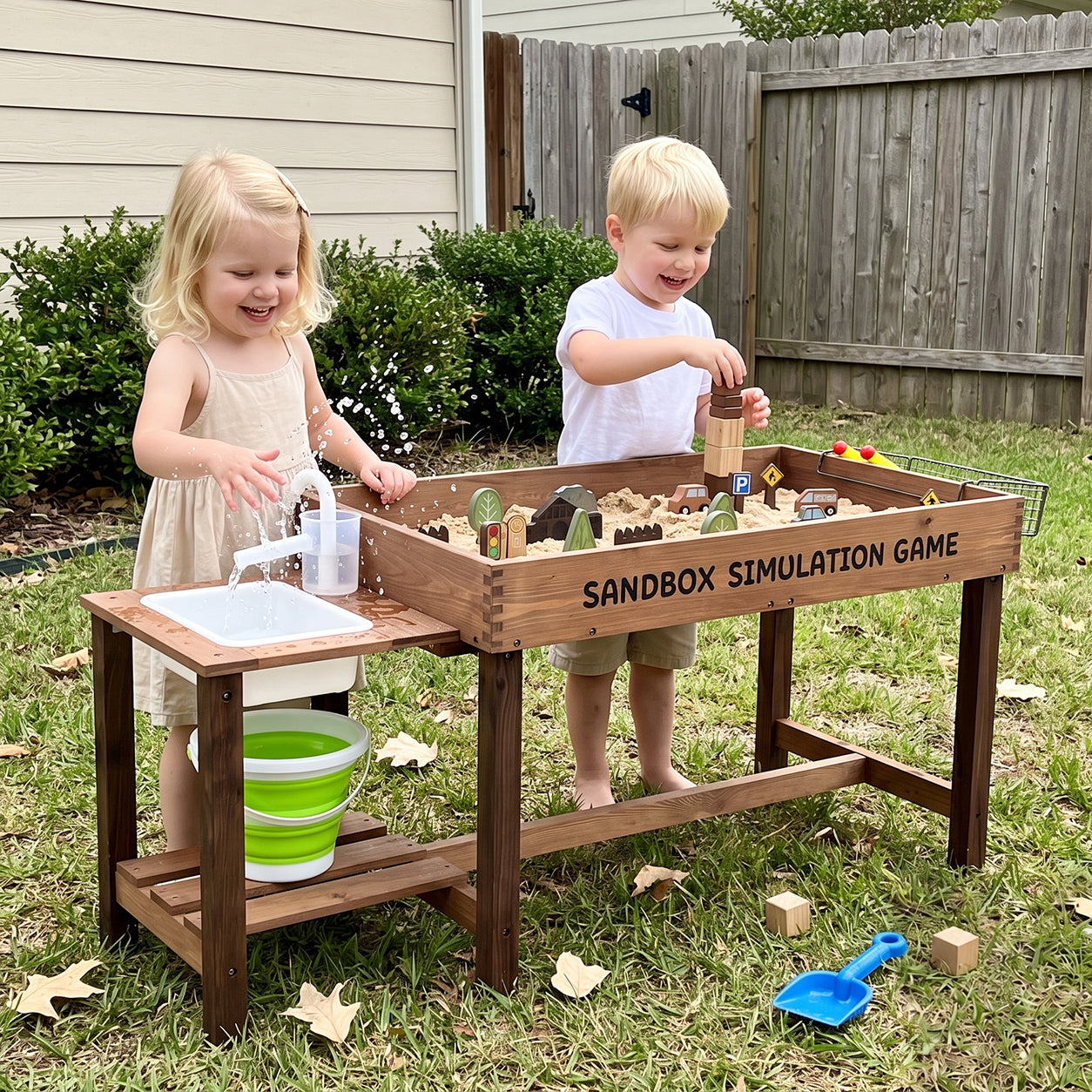 Elevated Wooden Sandbox for Kids