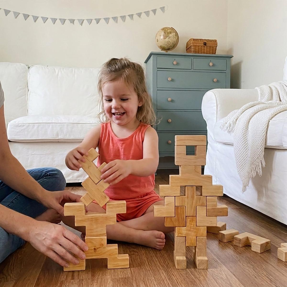 19-Piece Wooden Stairway Building Blocks