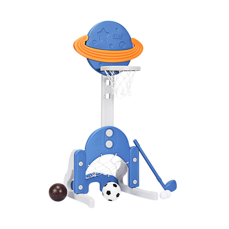 Height Adjustable Kids Basketball Hoop Soccer Goal Set