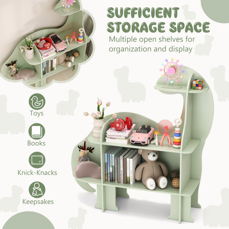 3-Tier Dinosaur Montessori Floor Bookcase for Toddlers