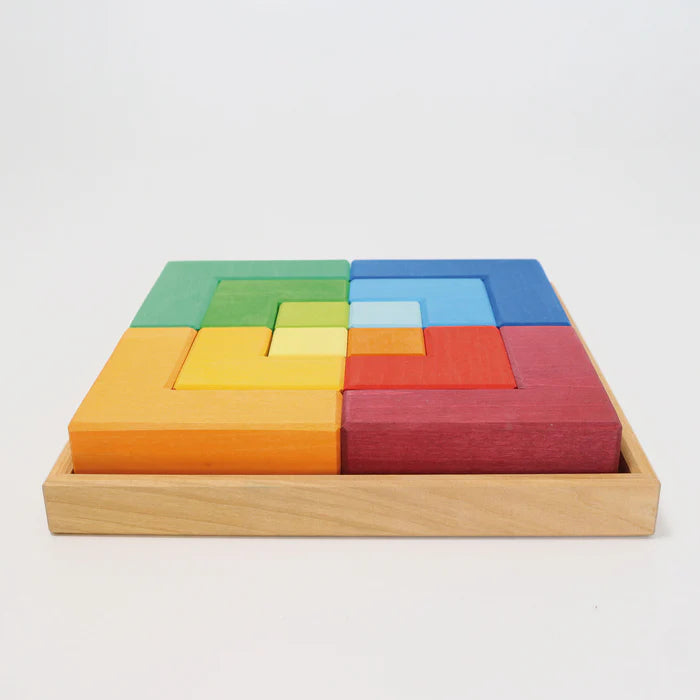 12-Piece Wooden Creative Puzzle Square Geometric Building Set