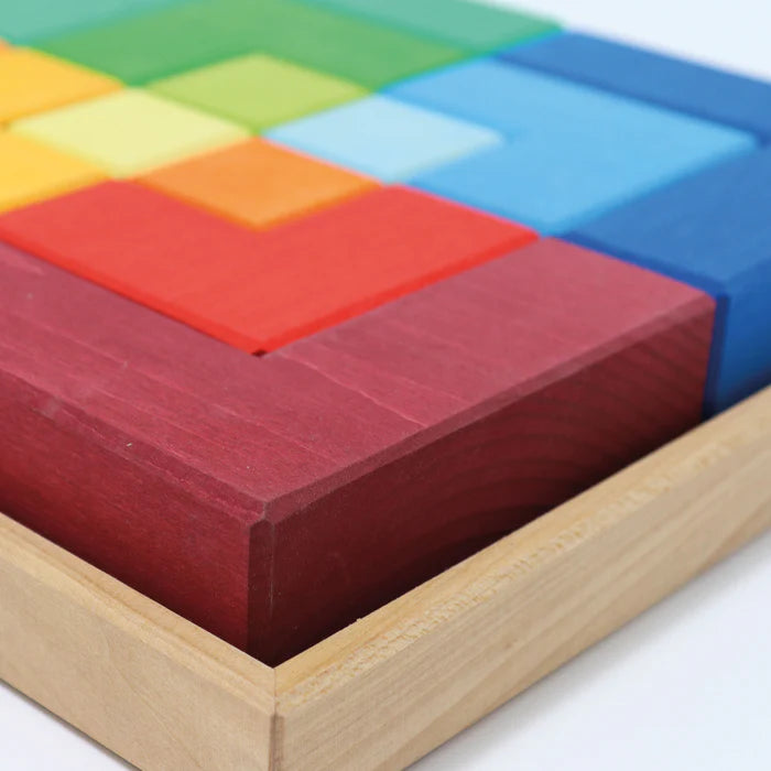 12-Piece Wooden Creative Puzzle Square Geometric Building Set