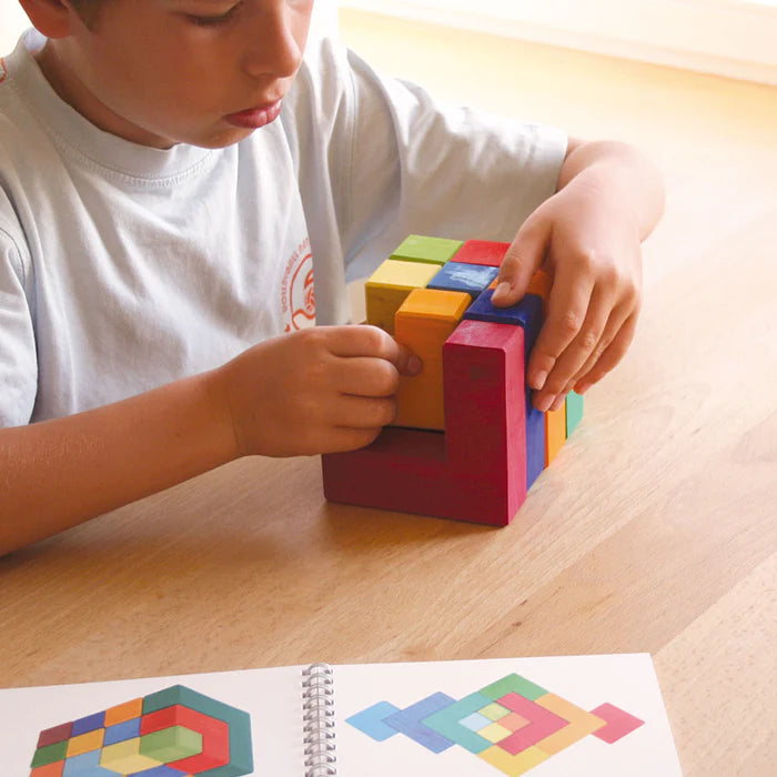 12-Piece Wooden Creative Puzzle Square Geometric Building Set