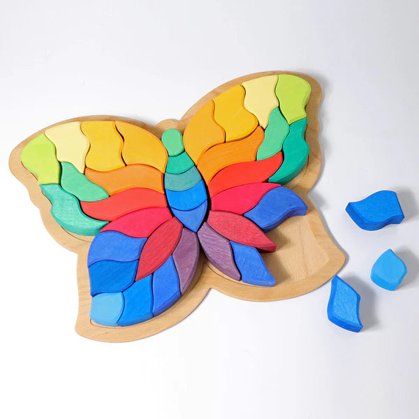 37-Piece Wooden Butterfly Puzzle & Thick Stacking Blocks