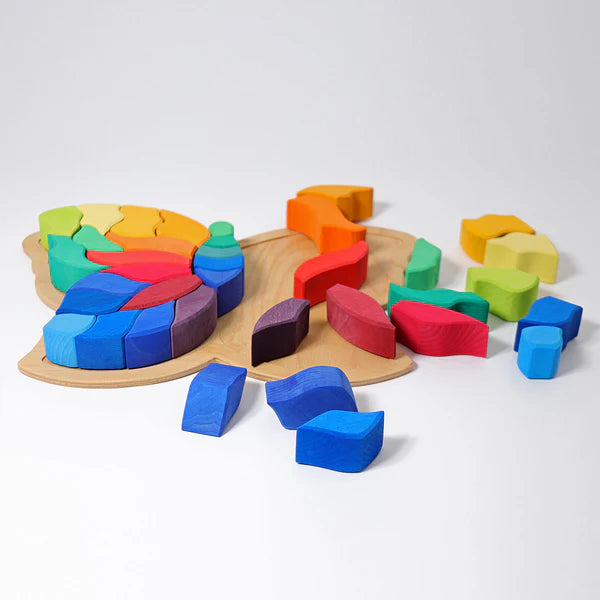 37-Piece Wooden Butterfly Puzzle & Thick Stacking Blocks