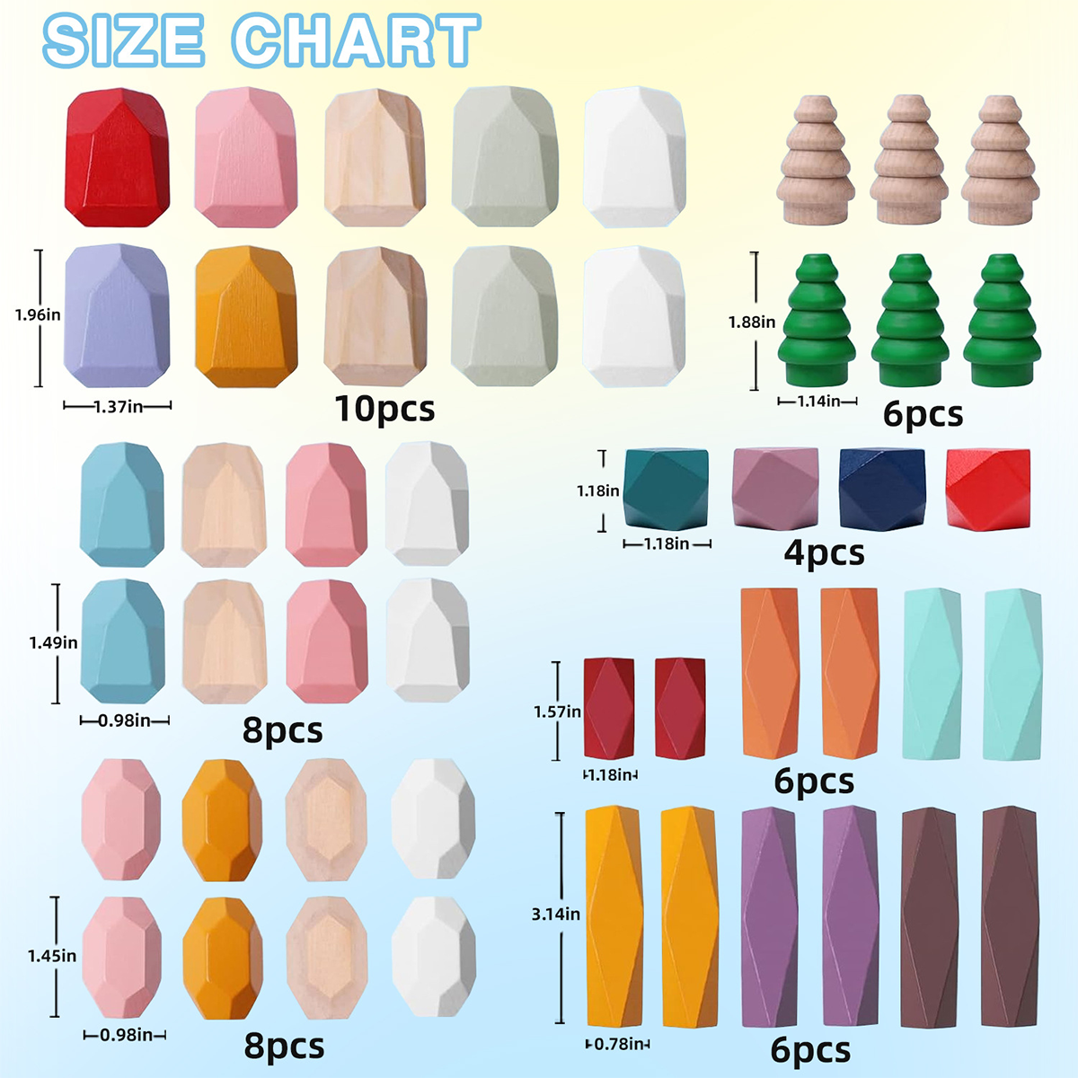 Wooden Stone Stacking Blocks Bundle
