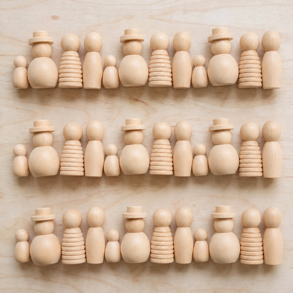 Diverse Wooden Peg Dolls Set