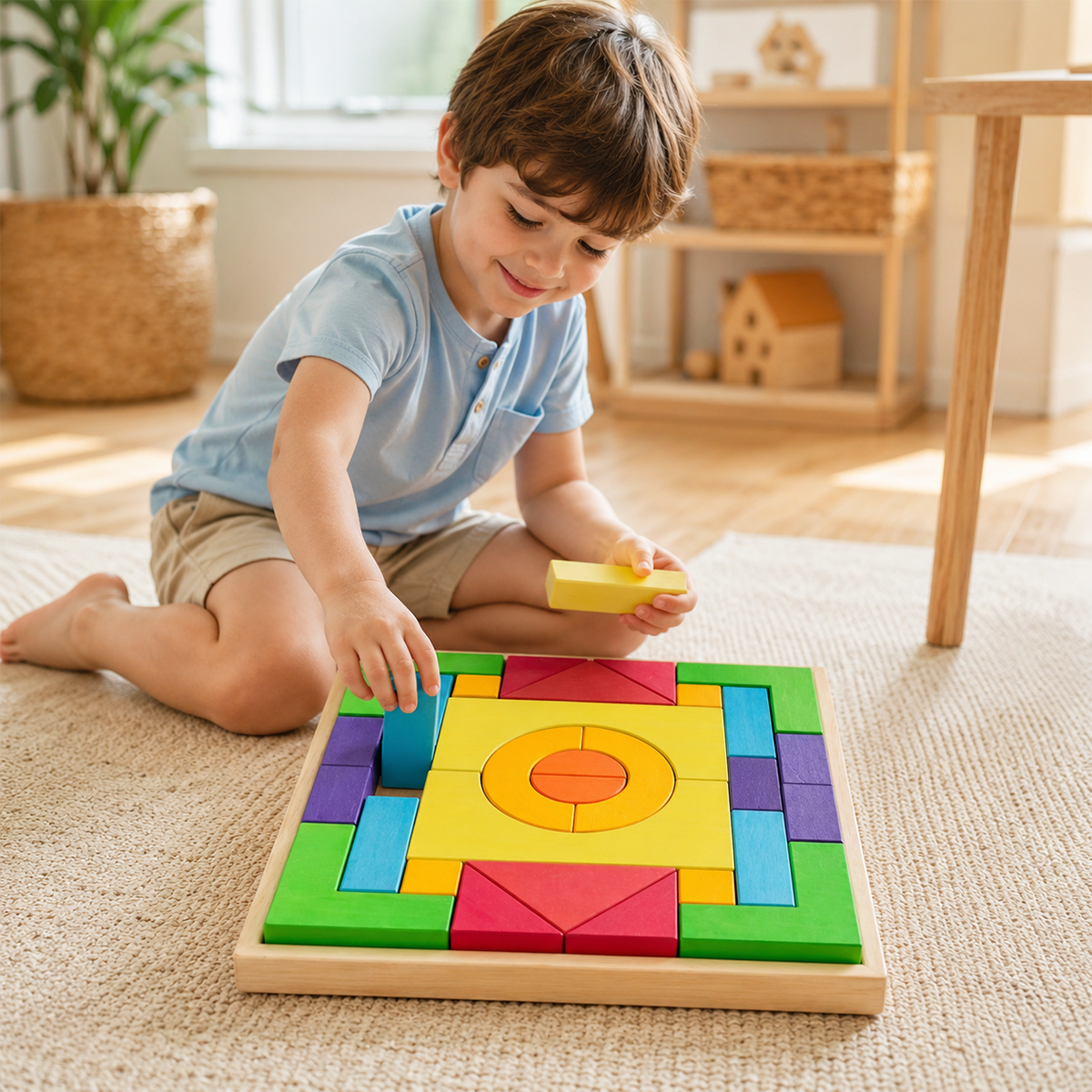 30 Pcs Stained Wooden Basic Building Blocks Set
