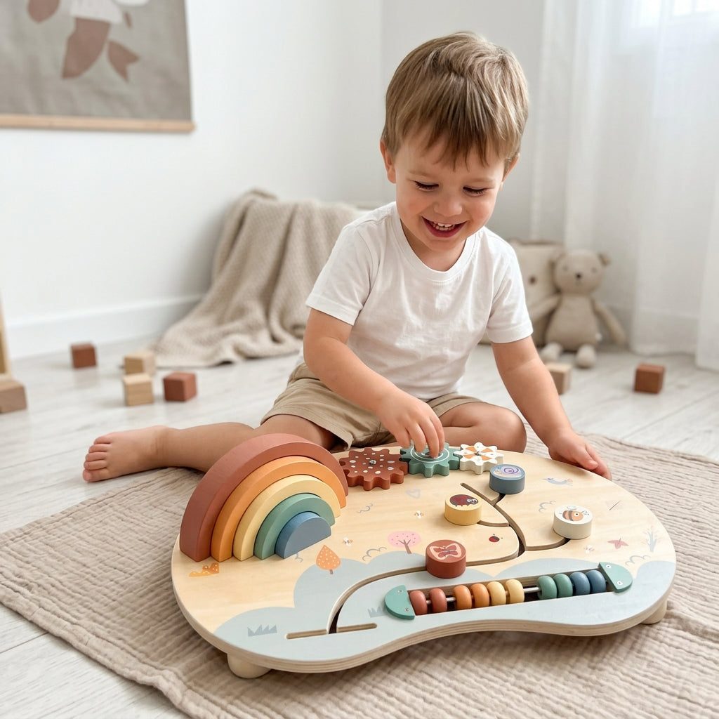 Wooden Bead Maze Activity Table for Toddlers