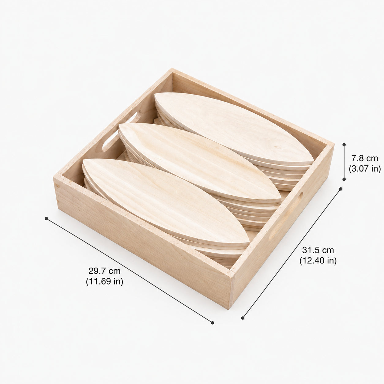 24-Piece Natural Wooden Petal Building Blocks with Tray