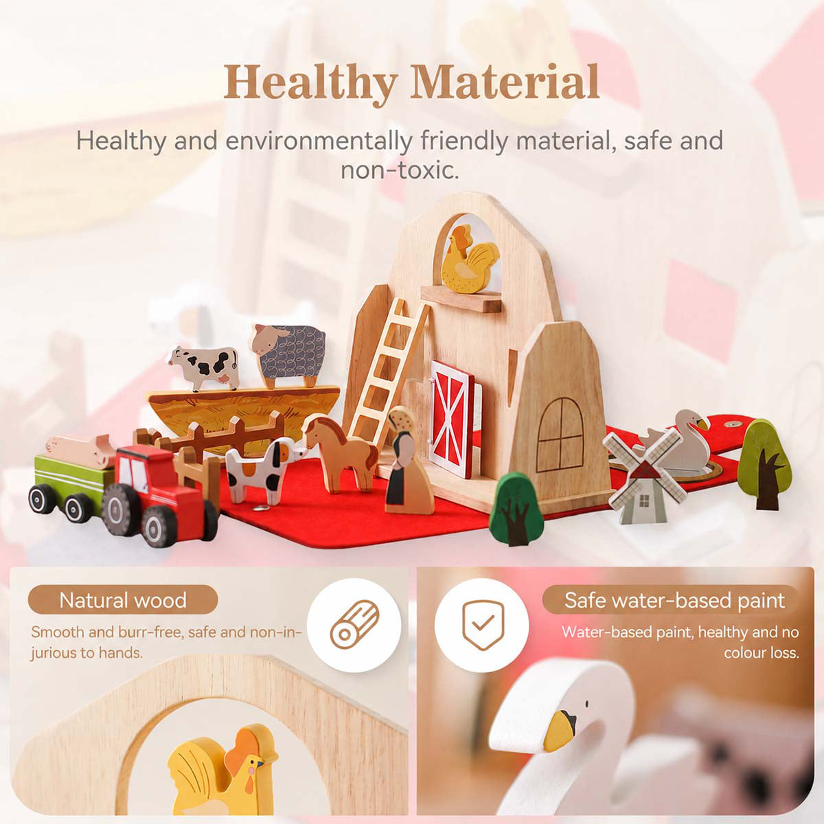 Montessori Wooden Farm Playset