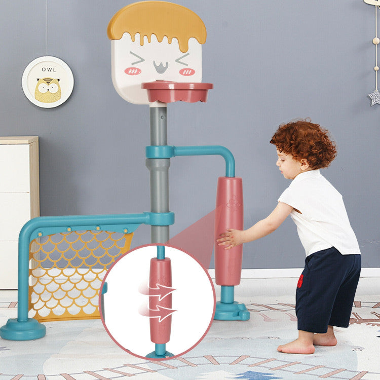 Height Adjustable Kids Basketball Hoop & Soccer Goal Toy
